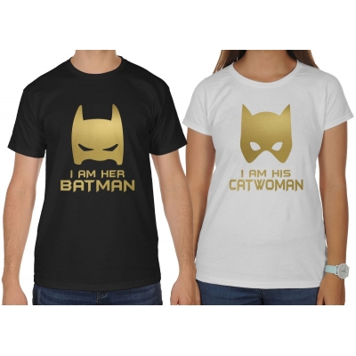 Koszulki dla par zakochanych komplet 2 szt I am her batman I am his catwomen